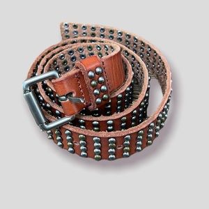 J Crew Brown Leather Studded Belt